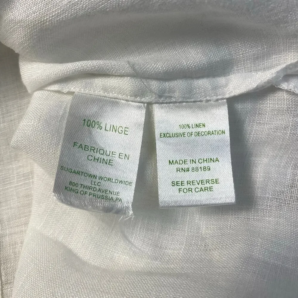Lilly Pulitzer Amelia Island White Blue Linen Tunic Top Size Small Coastal - Picture 8 of 9